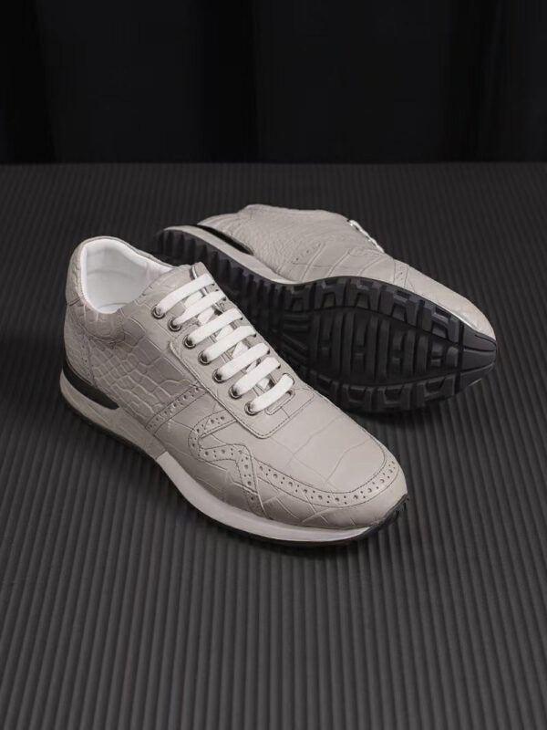 Crocodile Leather Sneaker Shoes Grey - Image 6