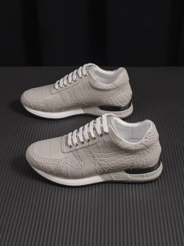 Crocodile Leather Sneaker Shoes Grey - Image 8