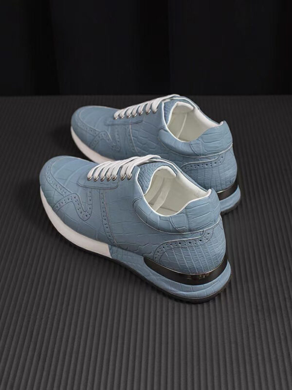 Crocodile Leather Sneaker Shoes Light Blue - Image 5