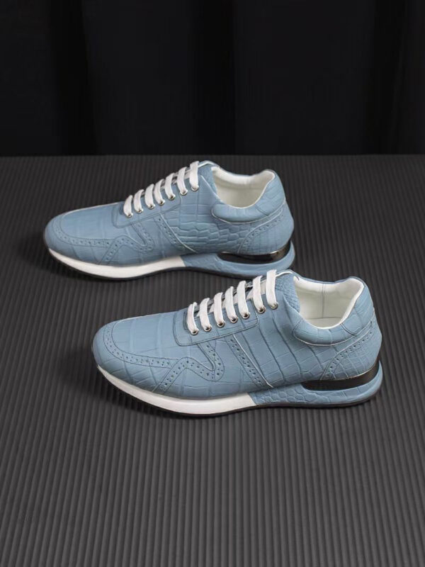 Crocodile Leather Sneaker Shoes Light Blue - Image 4