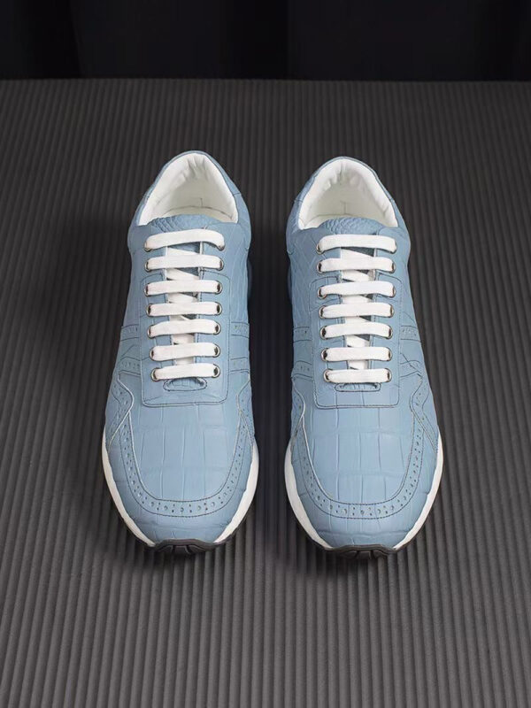 Crocodile Leather Sneaker Shoes Light Blue