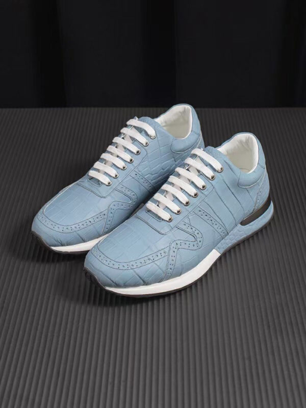 Crocodile Leather Sneaker Shoes Light Blue - Image 2