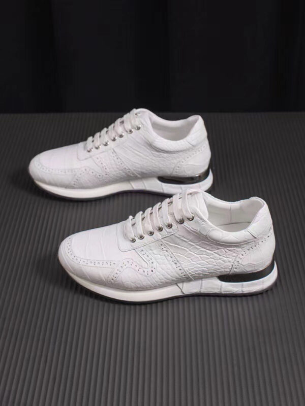 Crocodile Leather Sneaker Shoes White