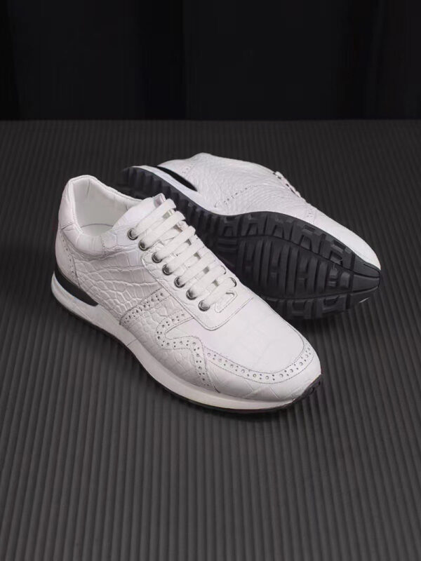 Crocodile Leather Sneaker Shoes White - Image 3