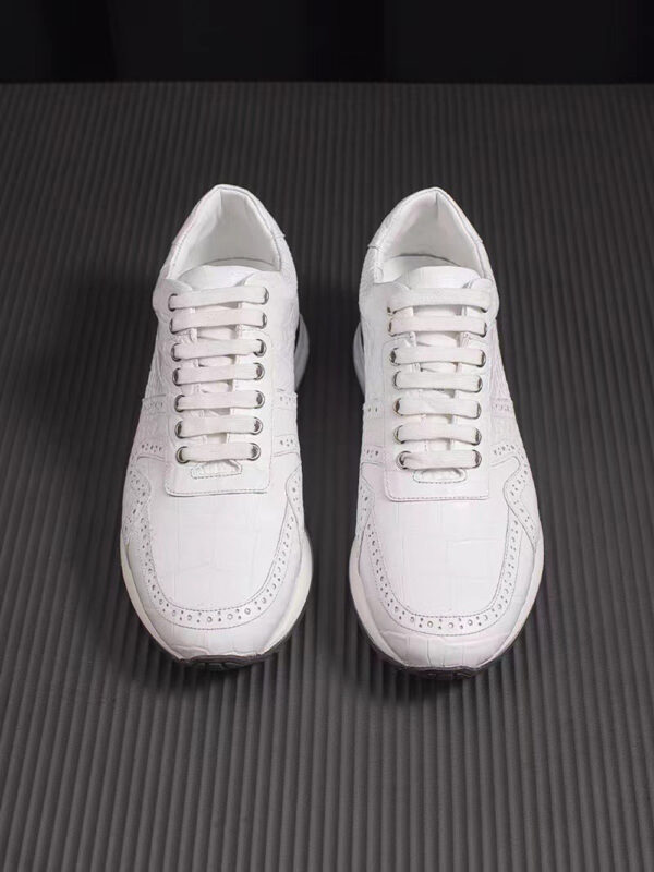 Crocodile Leather Sneaker Shoes White - Image 4