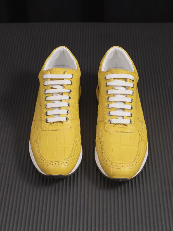 Crocodile Leather Sneaker Shoes Yellow