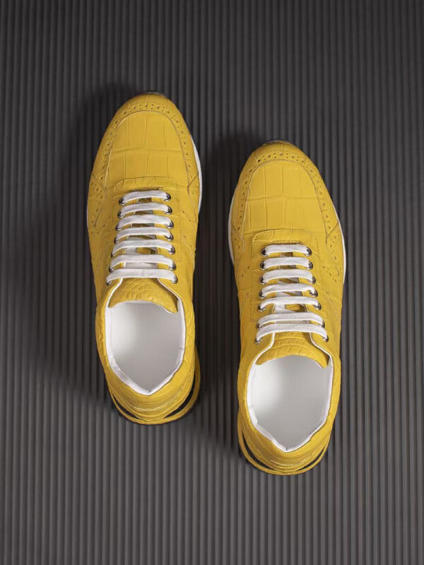 Crocodile Leather Sneaker Shoes Yellow - Image 6