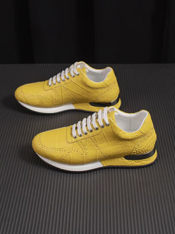 Crocodile Leather Sneaker Shoes Yellow - Image 4