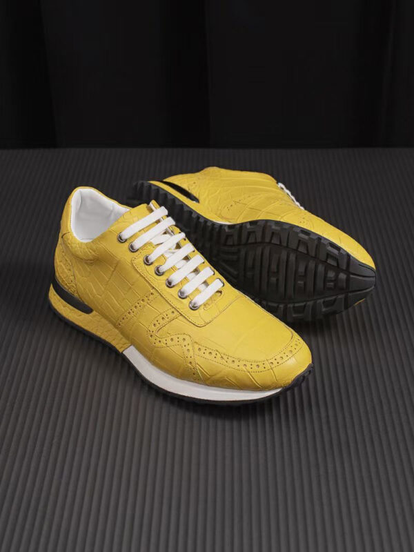 Crocodile Leather Sneaker Shoes Yellow - Image 3