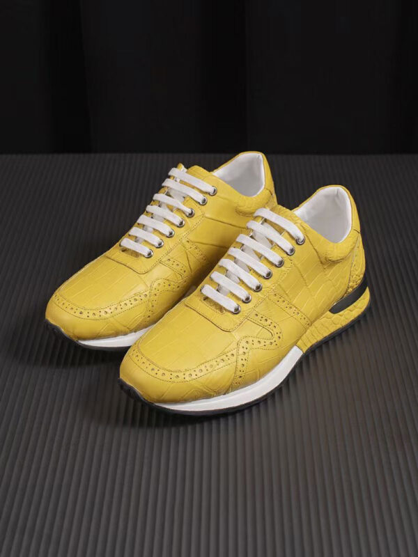 Crocodile Leather Sneaker Shoes Yellow - Image 2