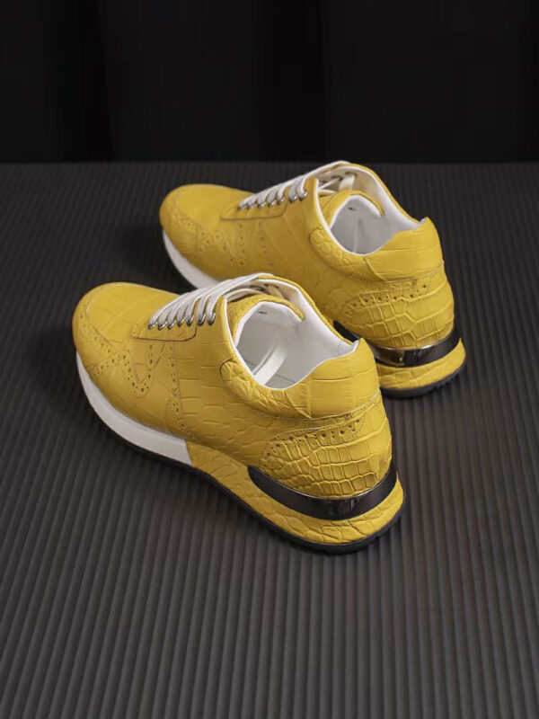 Crocodile Leather Sneaker Shoes Yellow - Image 5