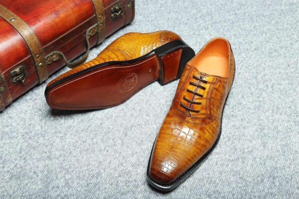 Genuine Crocodile Belly Leather Lace-Up  Shoes  For Men - Image 5