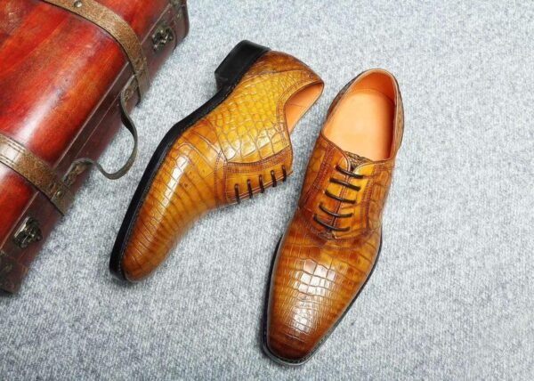 Genuine Crocodile Belly Leather Lace-Up  Shoes  For Men - Image 6