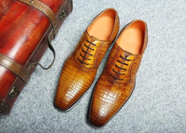 Genuine Crocodile Belly Leather Lace-Up  Shoes  For Men - Image 7