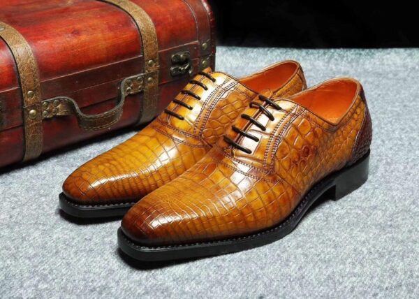 Genuine Crocodile Belly Leather Lace-Up  Shoes  For Men - Image 3