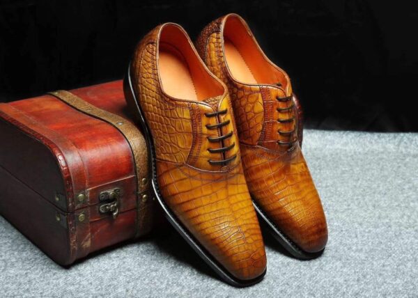 Genuine Crocodile Belly Leather Lace-Up  Shoes  For Men