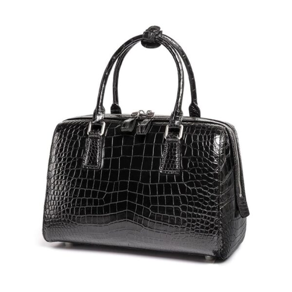 Genuine Crocodile Leather Boston Pillow Bag, Speedy Tote Bag For Women - Image 2