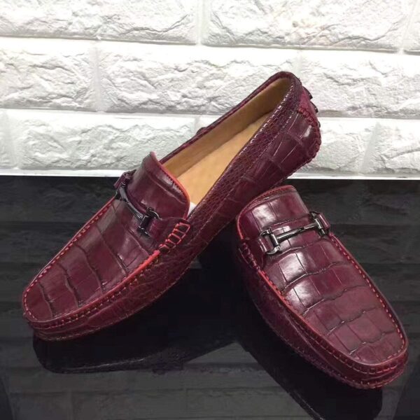 Genuine Crocodile Belly Leather Slip On Loafer Shoes - Image 5