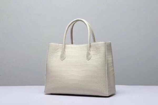 Genuine Crocodile Belly Leather Top Handle Bags For Women Cream 35cm - Image 5