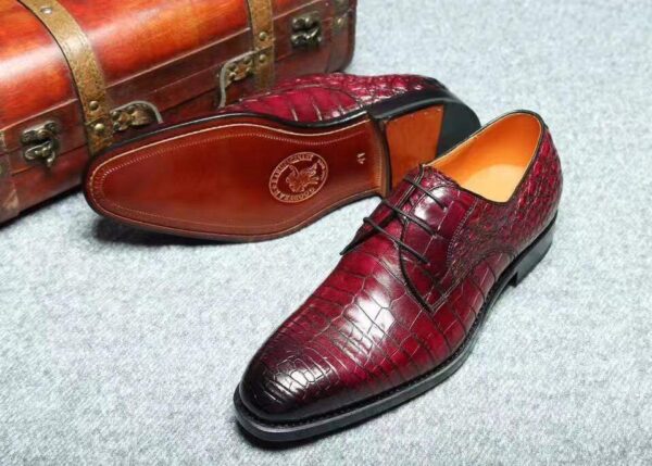 Genuine Crocodile Goodyear Welted Formal Derby Shoes - Image 9