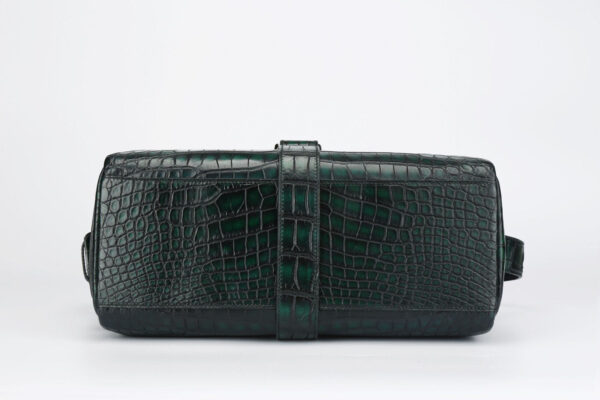 Genuine Crocodile Leather Drum Cross Body Shoulder Bags-Vintage Green - Image 5