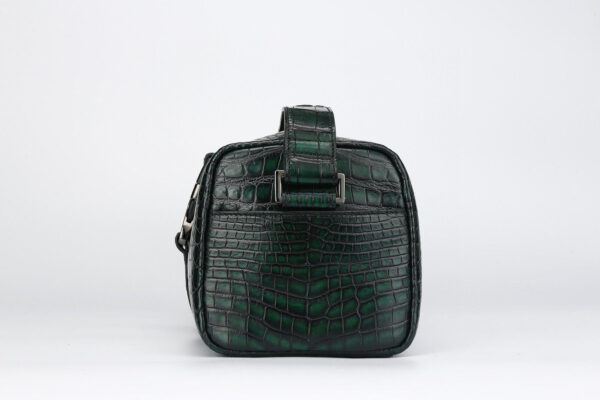 Genuine Crocodile Leather Drum Cross Body Shoulder Bags-Vintage Green - Image 4