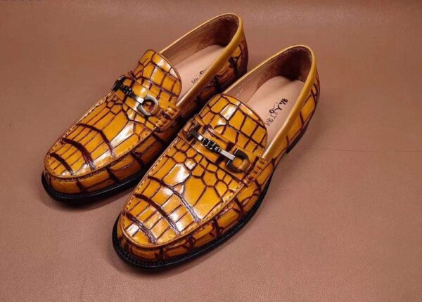 Genuine Crocodile Leather Penny Loafers  Slip-On Shoes - Image 2