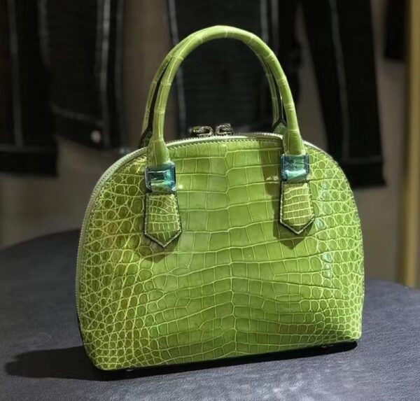 Genuine Crocodile  Leather  Shell Top Handle Cross Body Tote Bags For S/S Mint Green - Image 2