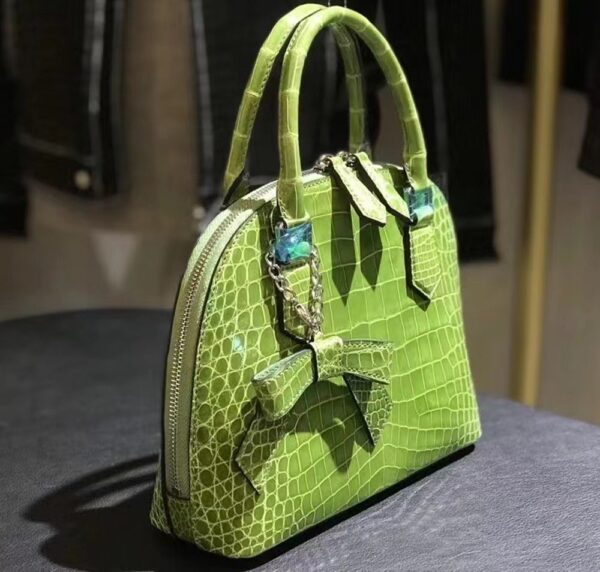 Genuine Crocodile  Leather  Shell Top Handle Cross Body Tote Bags For S/S Mint Green - Image 3