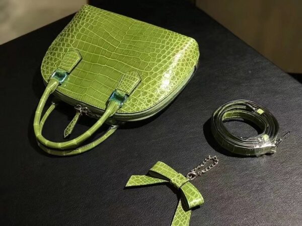 Genuine Crocodile  Leather  Shell Top Handle Cross Body Tote Bags For S/S Mint Green - Image 6