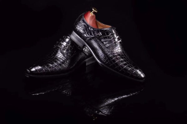 Lace-Up Shoes In Black Crocodile Skin Leather - Image 8