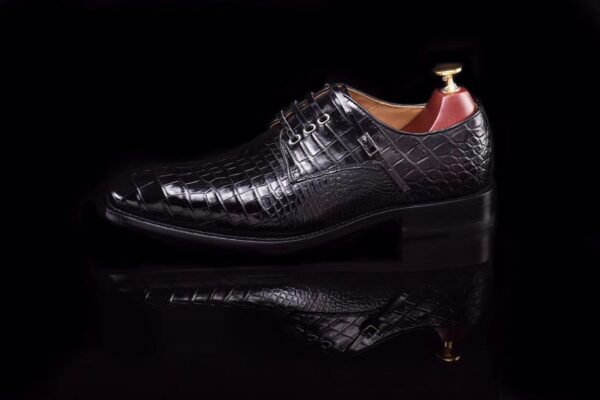 Lace-Up Shoes In Black Crocodile Skin Leather - Image 6