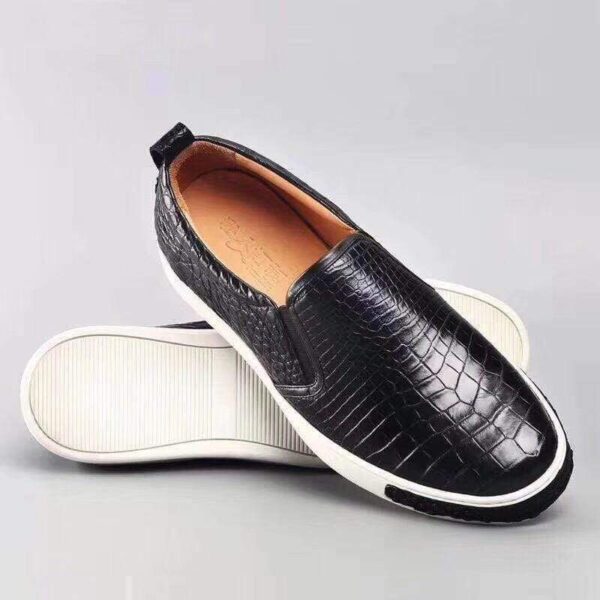 Men Crocodile Leather Driving Shoes  Slip on Platform Loafers Working Shoes - Image 3