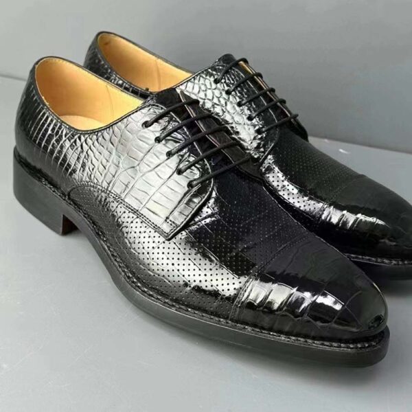 Men Breathable Crocodile Leather Shoes Goodyear Formal Dress Shoes Male Office Party Wedding Shoes - Image 4