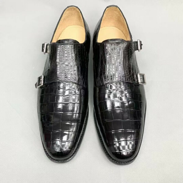 Men's Crocodile Leather Monk Strap Business Dress Shoes