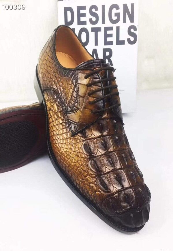 Mens Dress Shoes, Modern Classic Round -Pointed toe crocodile bone leather Lace-up Casual Business Shoes - Image 14