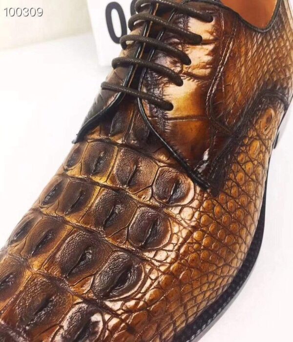 Mens Dress Shoes, Modern Classic Round -Pointed toe crocodile bone leather Lace-up Casual Business Shoes - Image 15