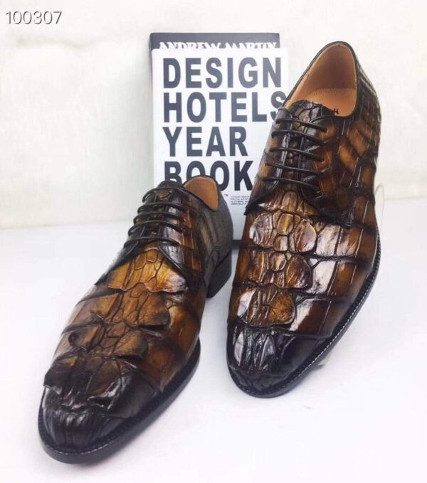 Mens Dress Shoes, Modern Classic Round -Pointed toe crocodile bone leather Lace-up Casual Business Shoes - Image 6