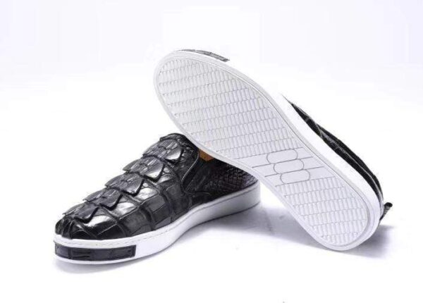 Mens Crocodile Bone Leather Driving Shoes  Slip on Flats Walking Shoes Black - Image 7