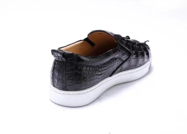 Mens Crocodile Bone Leather Driving Shoes  Slip on Flats Walking Shoes Black - Image 6