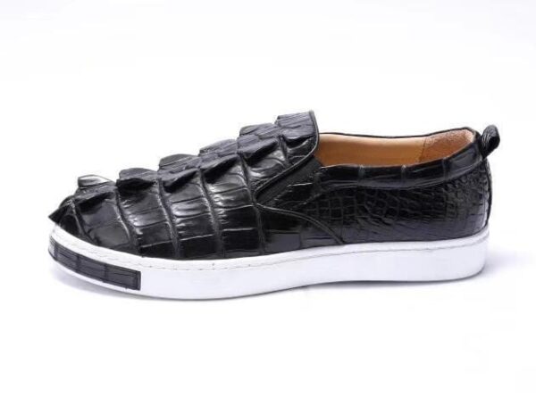 Mens Crocodile Bone Leather Driving Shoes  Slip on Flats Walking Shoes Black - Image 4