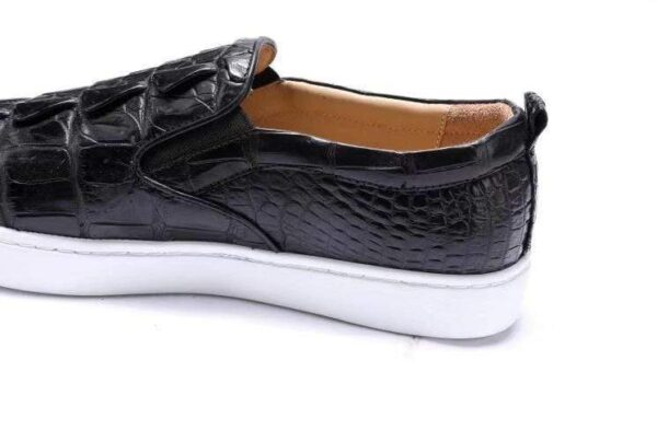 Mens Crocodile Bone Leather Driving Shoes  Slip on Flats Walking Shoes Black - Image 5