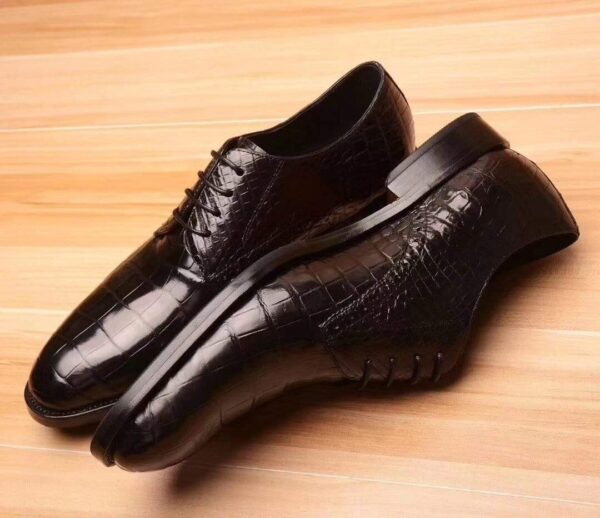 Mens Crocodile  Leather Derby Lace Up Shoes - Image 3