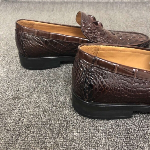 Mens Crocodile Leather Penny Slip-On Driving Loafer Shoes - Image 9