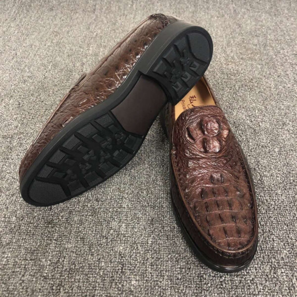 Mens Crocodile Leather Penny Slip-On Driving Loafer Shoes - Image 7