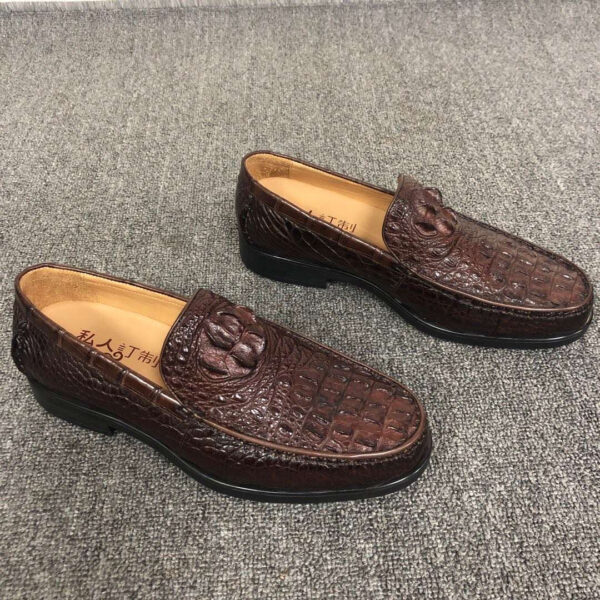 Mens Crocodile Leather Penny Slip-On Driving Loafer Shoes - Image 2