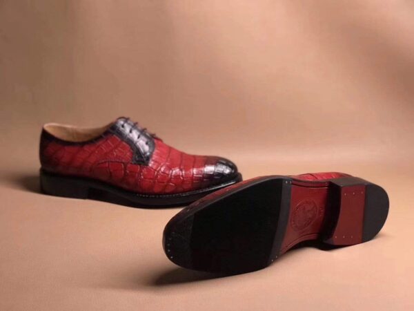 Red Crocodile Leather Lace Up Shoes - Image 5