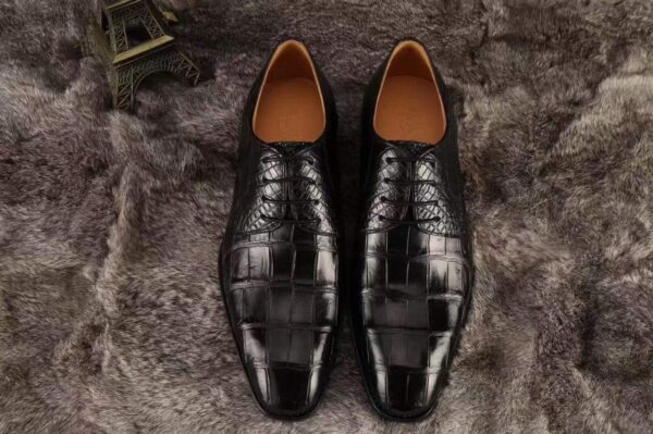 Siamese  Crocodile Belly Lace-Up Dress Shoes - Image 3