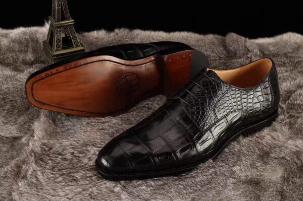 Siamese  Crocodile Belly Lace-Up Dress Shoes - Image 4