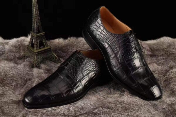 Siamese  Crocodile Belly Lace-Up Dress Shoes - Image 5